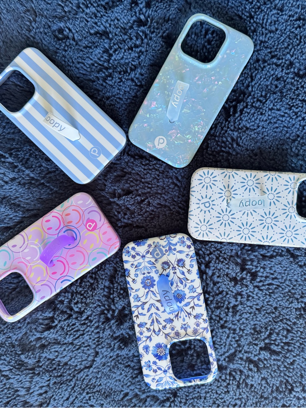 Assorted Blue iPhone 15 Pro Loopy Cases
